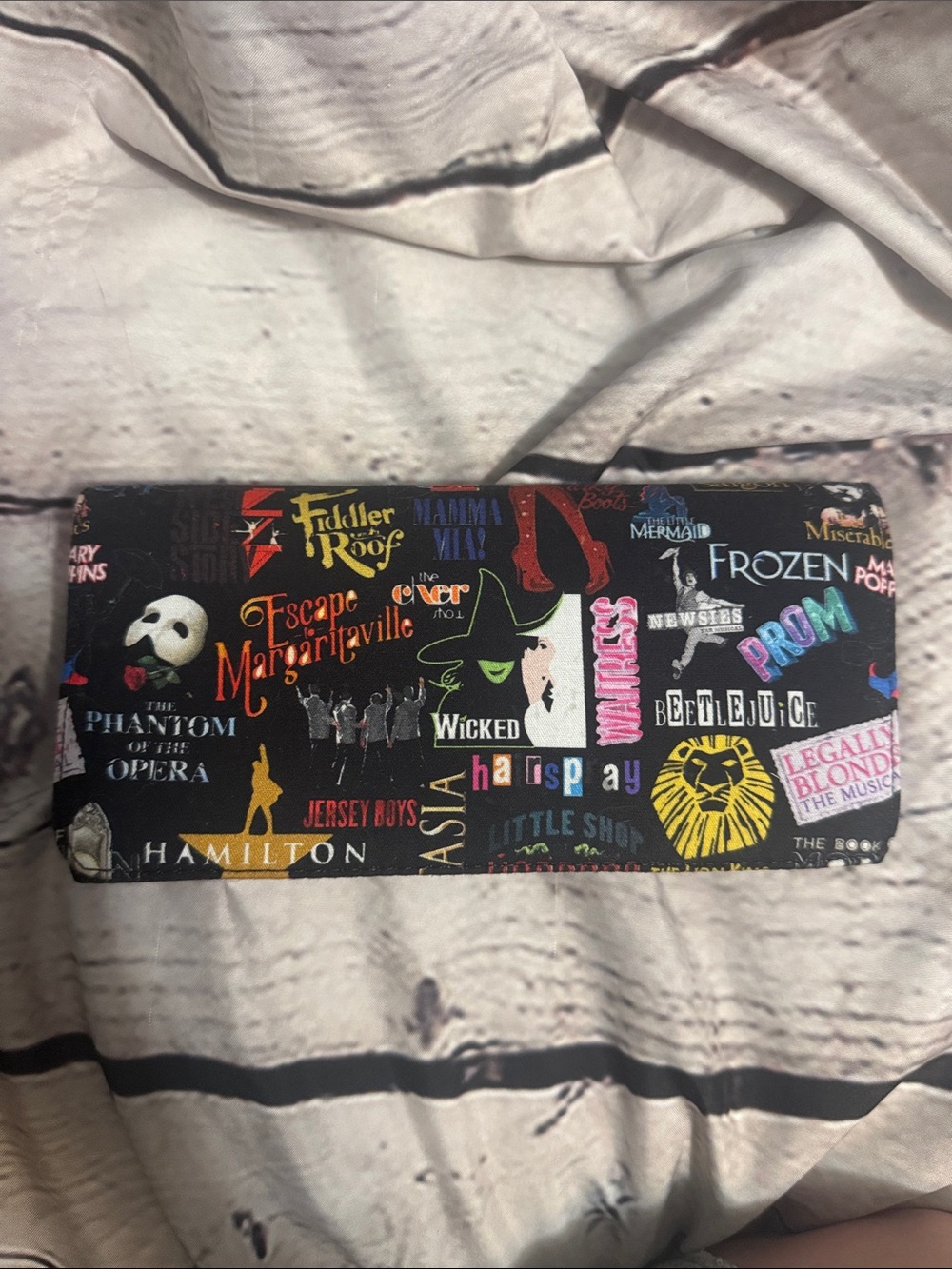 Broadway Musicals Theatre Print Large Wallet in Black new